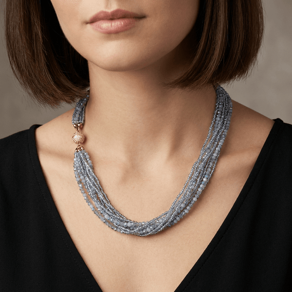 Crystal Bead Multi - strand Necklace - Leila Jewels