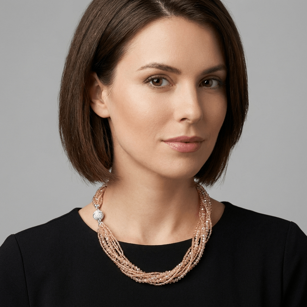 Crystal Bead Multi - strand Necklace - Leila Jewels