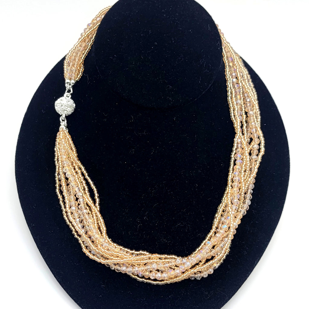 Crystal Bead Multi - strand Necklace - Leila Jewels