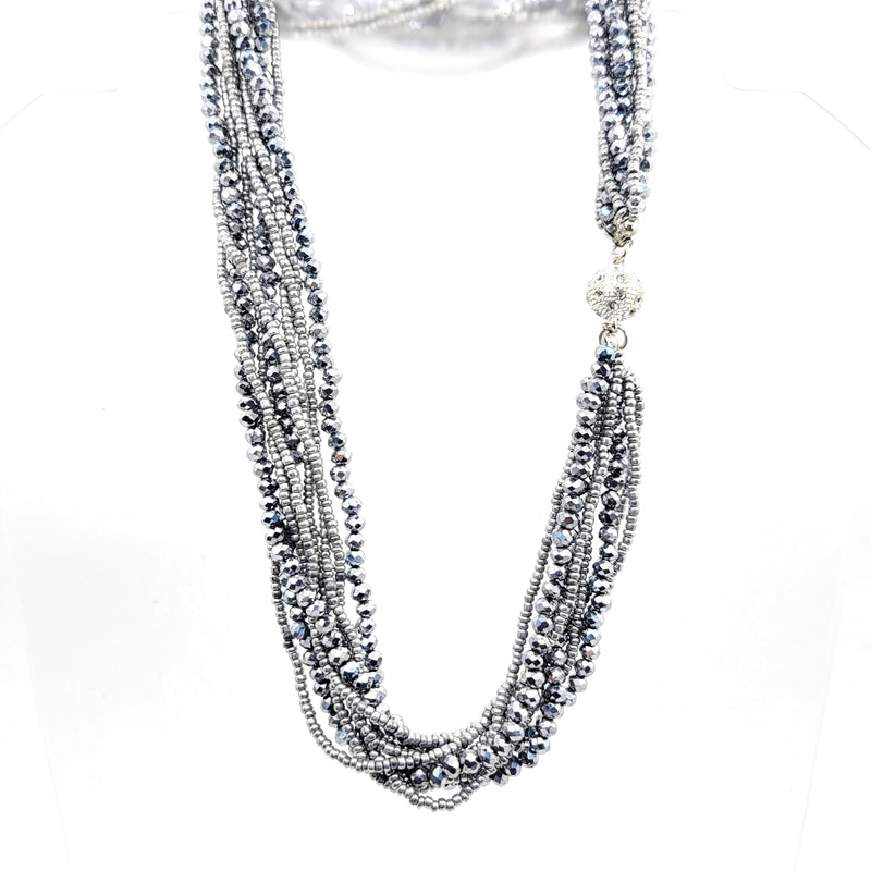 Crystal Bead Multi - strand Necklace - Leila Jewels