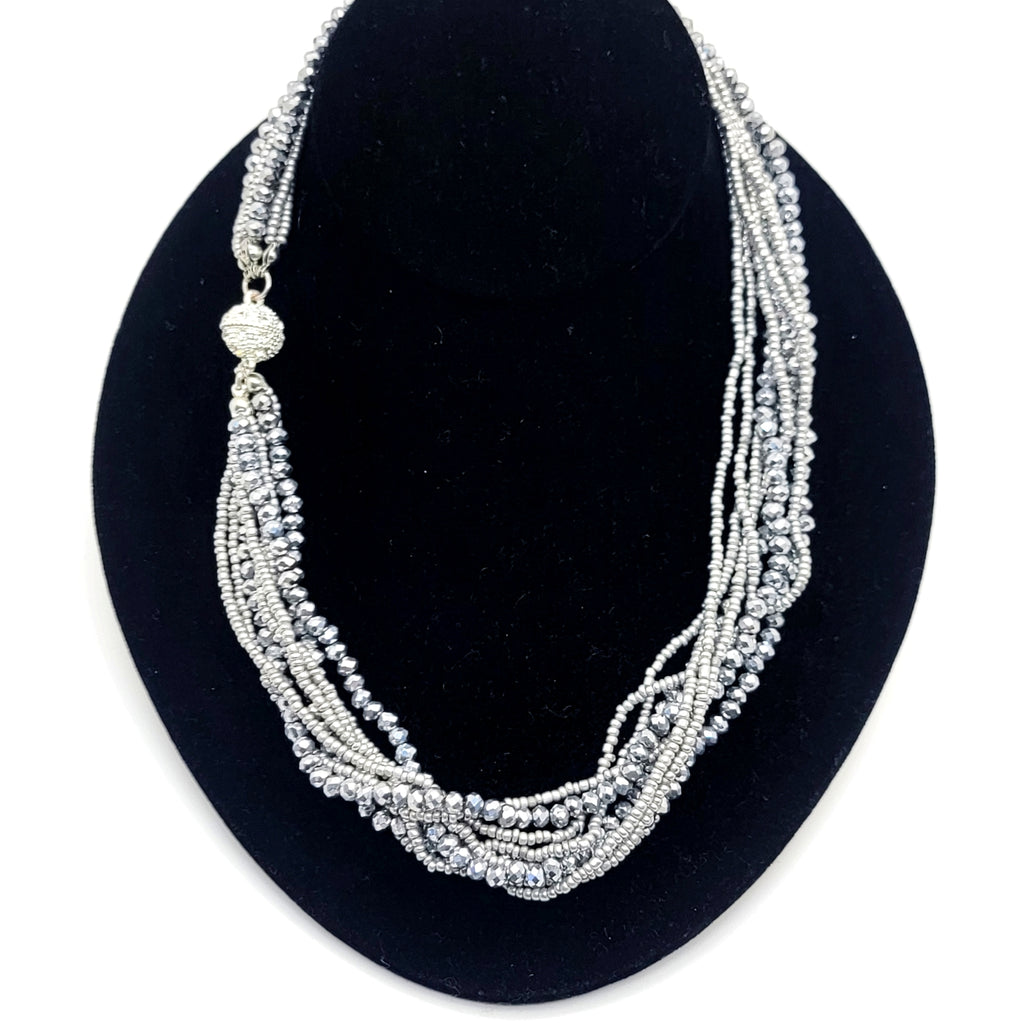 Crystal Bead Multi - strand Necklace - Leila Jewels