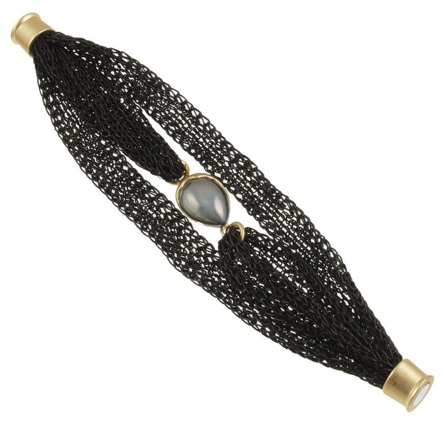 Woven Metallic Thread with Glass Bead Bracelet - Leila Jewels