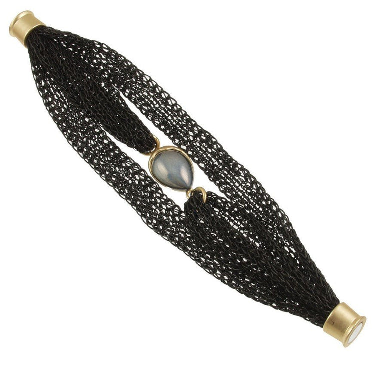 Woven Metallic Thread with Glass Bead Bracelet - Leila Jewels