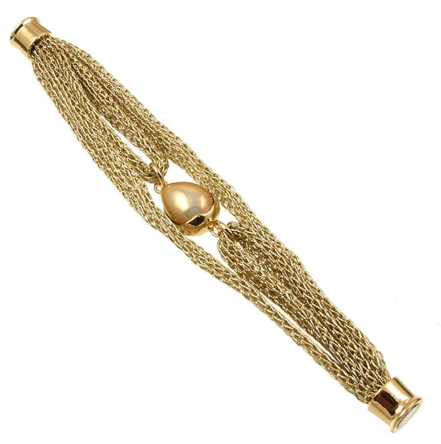 Woven Metallic Thread with Glass Bead Bracelet - Leila Jewels