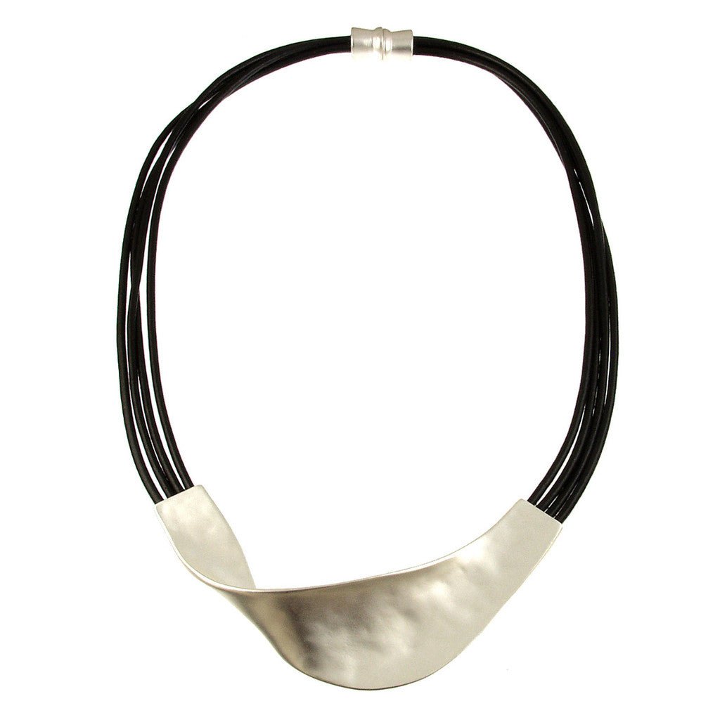 Matte Metal and Leather Twist Necklace - Leila Jewels