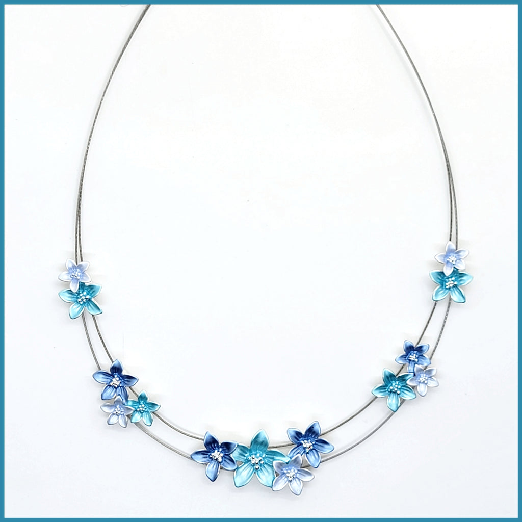 Enamel Flowers Necklace - Leila Jewels