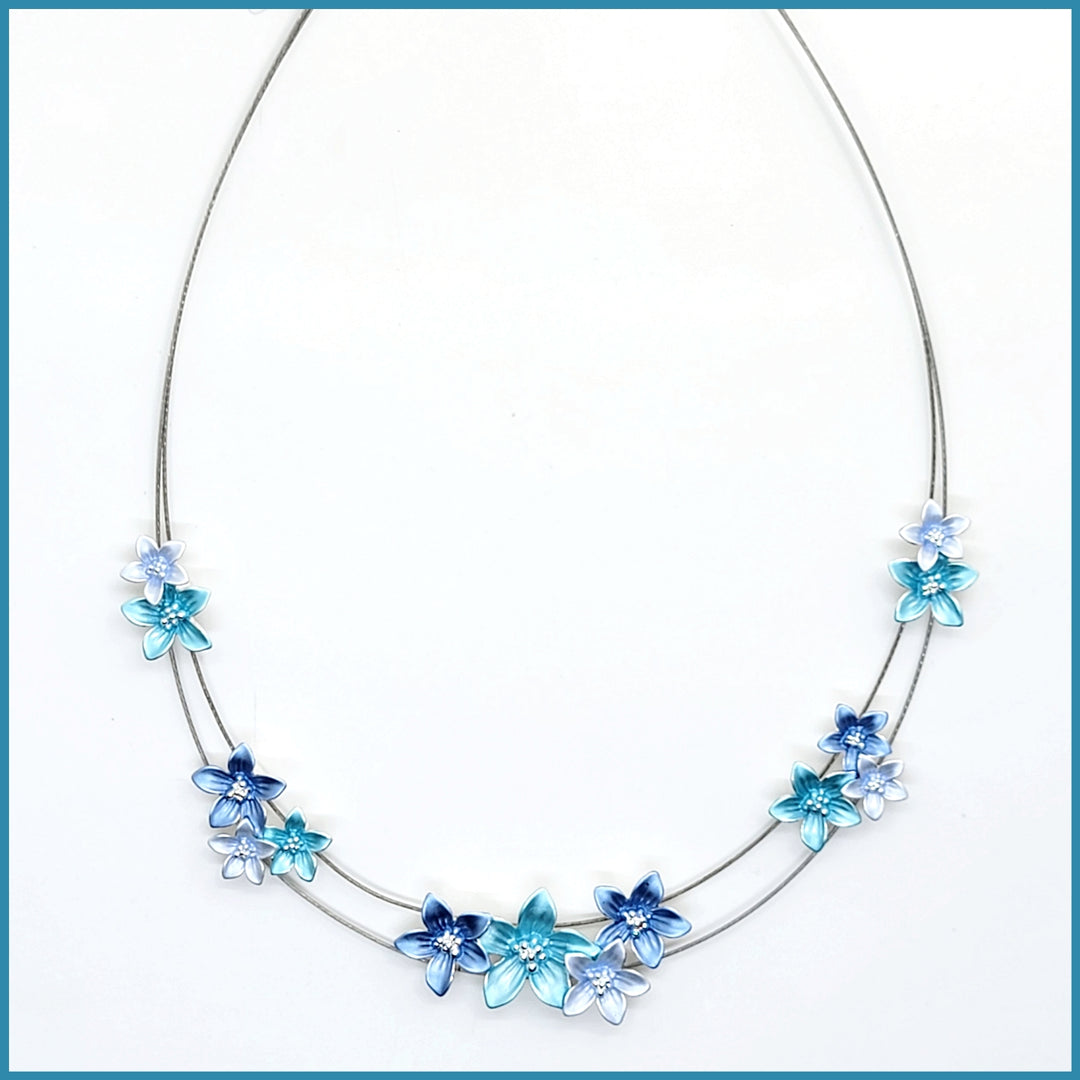 Enamel Flowers Necklace - Leila Jewels