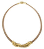 Crumpled Gold and Leather Necklace - Leila Jewels