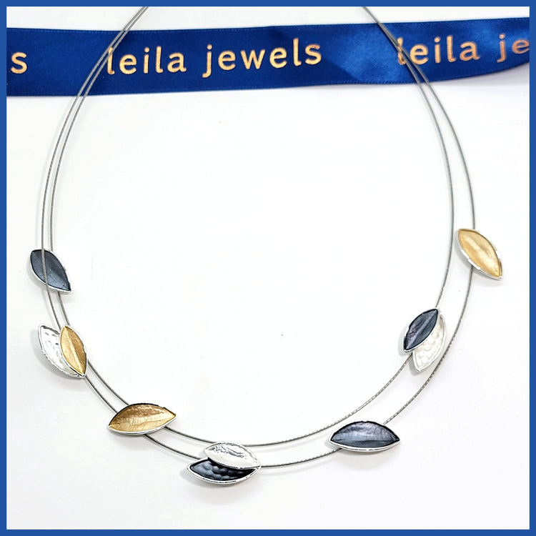 Enamel Leaves Necklace - Leila Jewels