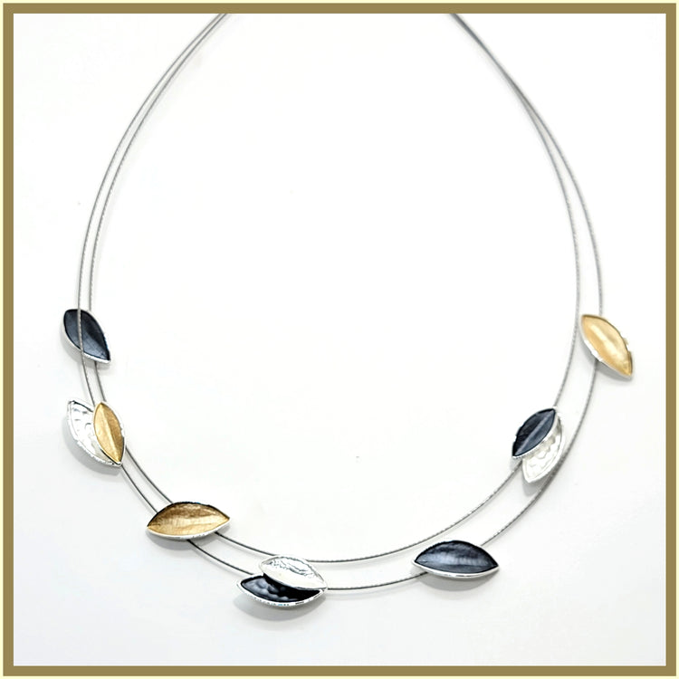 Enamel Leaves Necklace - Leila Jewels