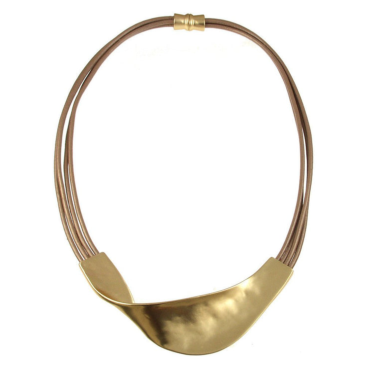 Matte Metal and Leather Twist Necklace - Leila Jewels