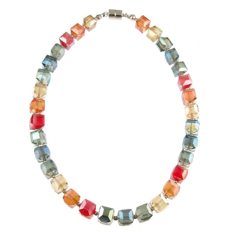 Colorful Crystal Cubes Necklace - Leila Jewels