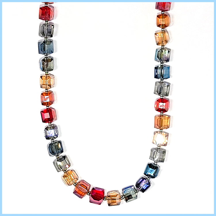 Colorful Crystal Cubes Necklace - Leila Jewels