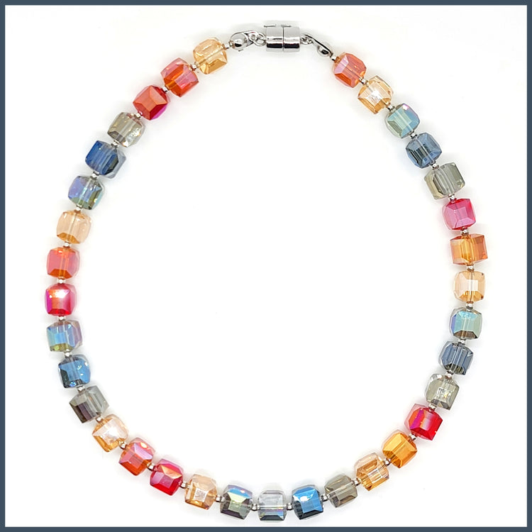 Colorful Crystal Cubes Necklace - Leila Jewels