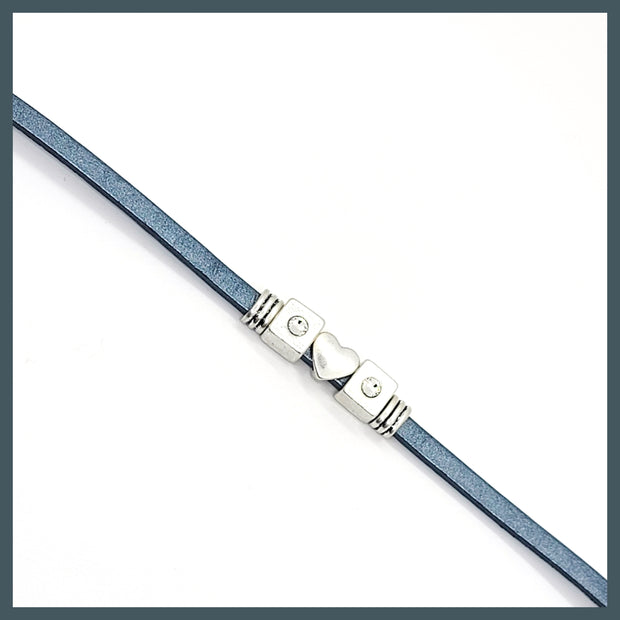 Silver/Navy Crystal Heart Bracelet