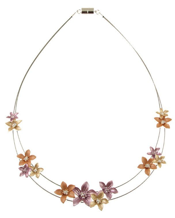 Enamel Flowers Necklace - Leila Jewels
