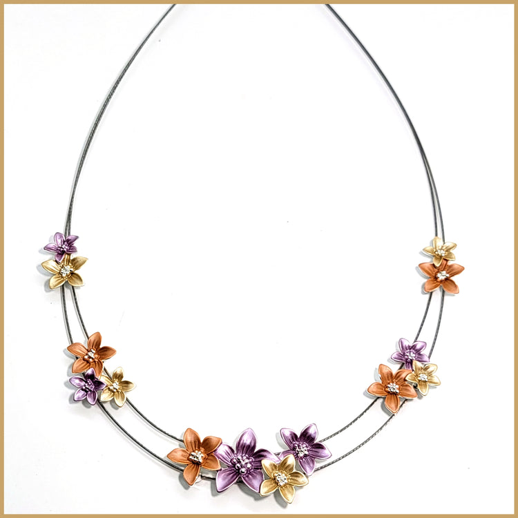 Enamel Flowers Necklace - Leila Jewels