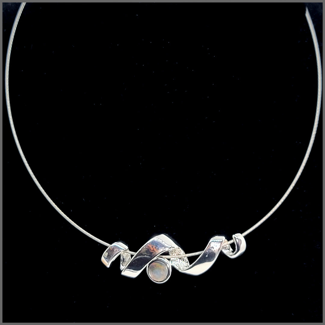 Abalone Ribbon Necklace - Leila Jewels