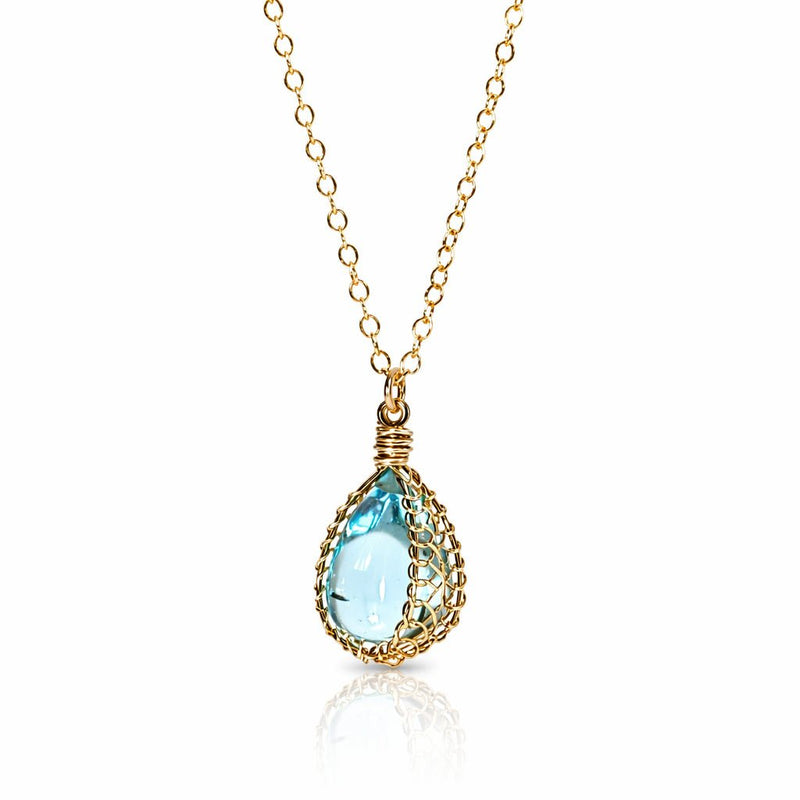 Blue Topaz Cabochon Necklace - Leila Jewels