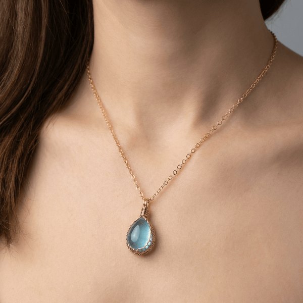 Blue Topaz Cabochon Necklace - Leila Jewels