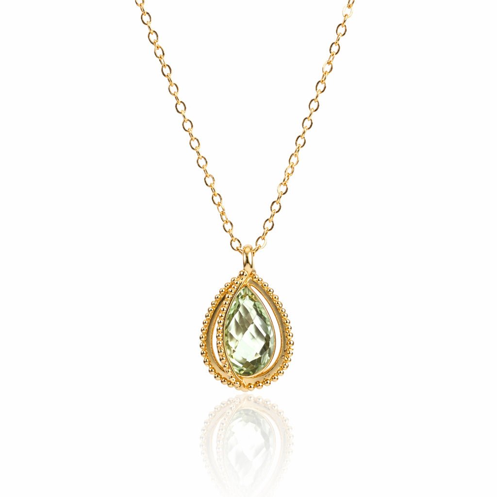 Green Amethyst Pendant Necklace - Leila Jewels