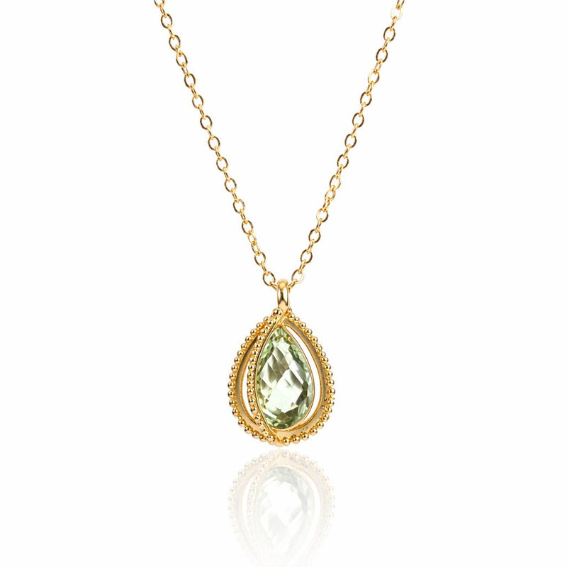 Green Amethyst Pendant Necklace - Leila Jewels