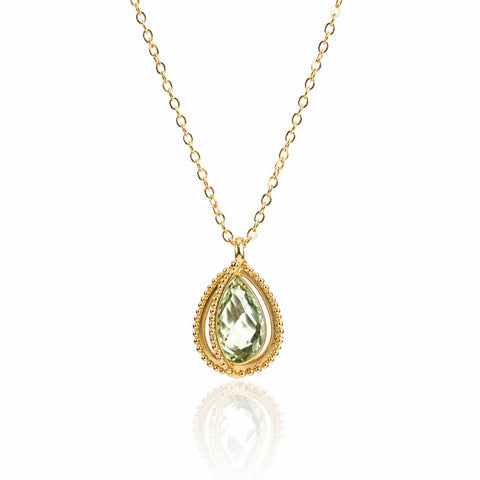 Green Amethyst Pendant Necklace - Leila Jewels