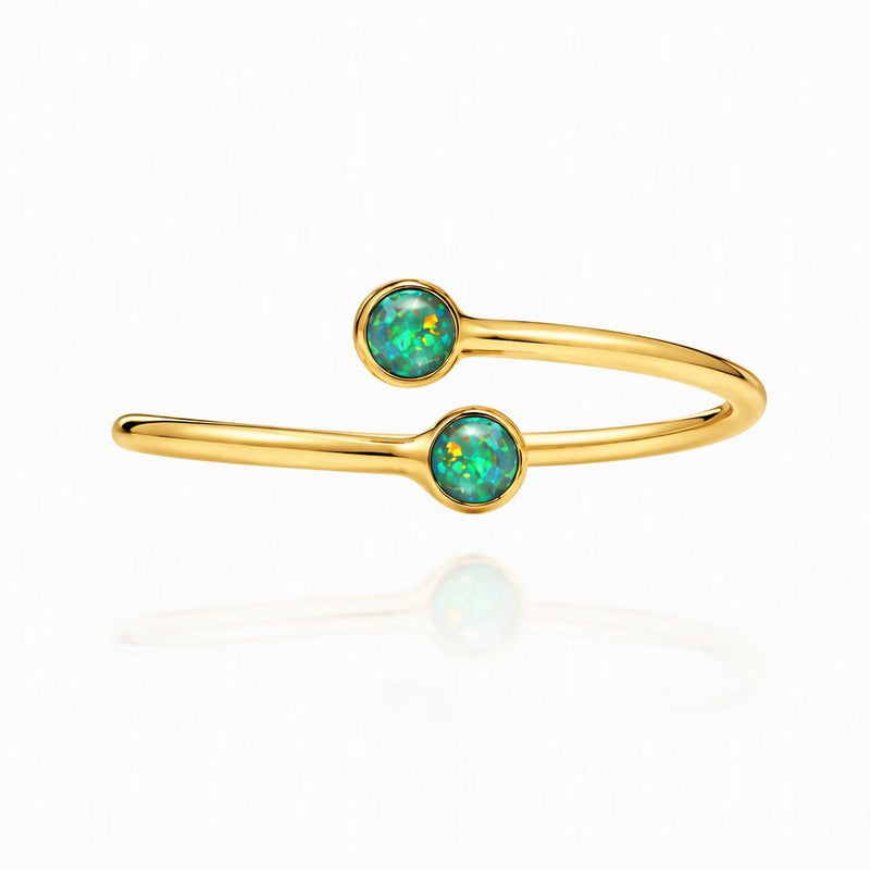 Sterling Silver and Blue Opal Bypass Ring - Leila Jewels