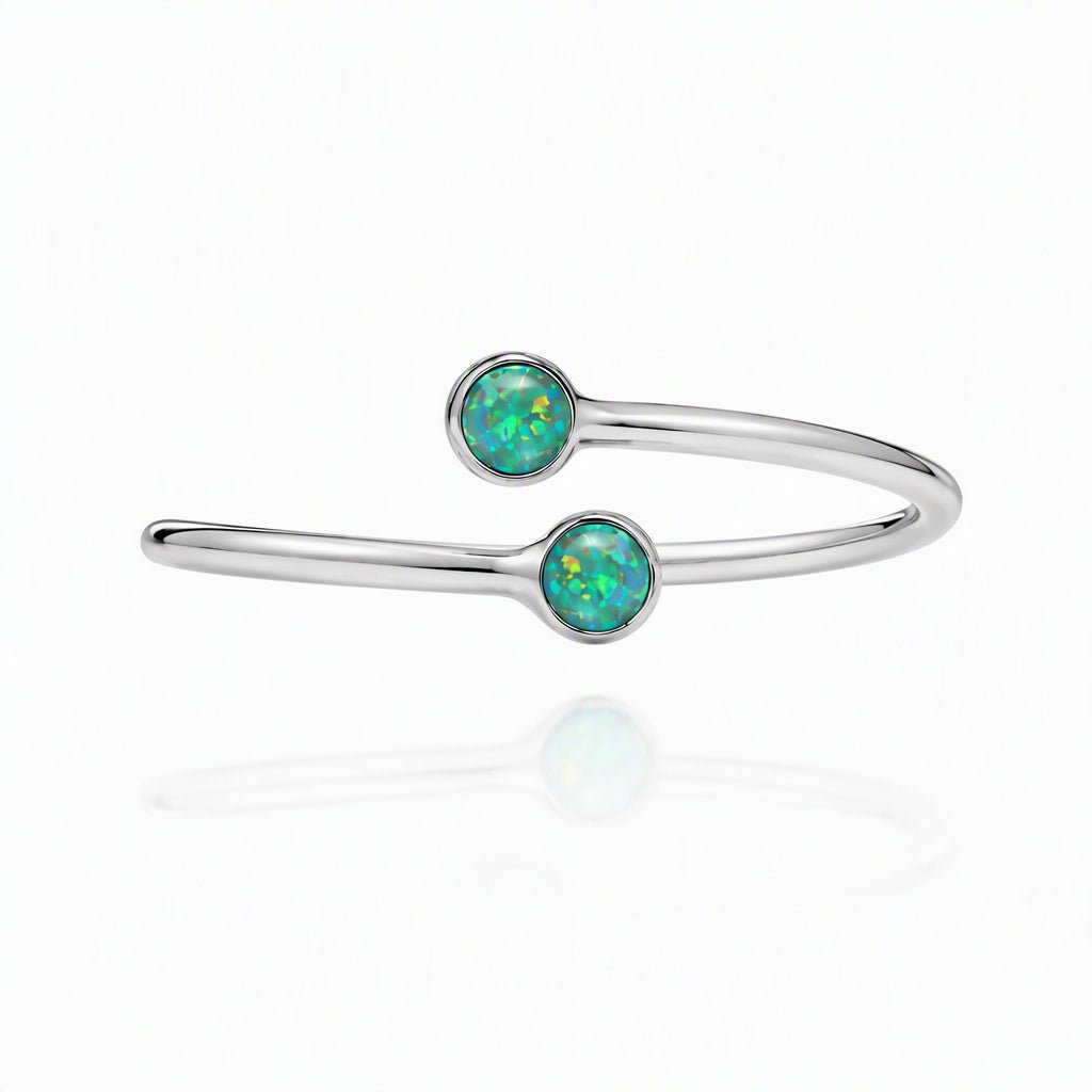 Sterling Silver and Blue Opal Bypass Ring - Leila Jewels