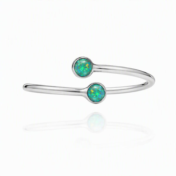 Sterling Silver and Blue Opal Bypass Ring - Leila Jewels