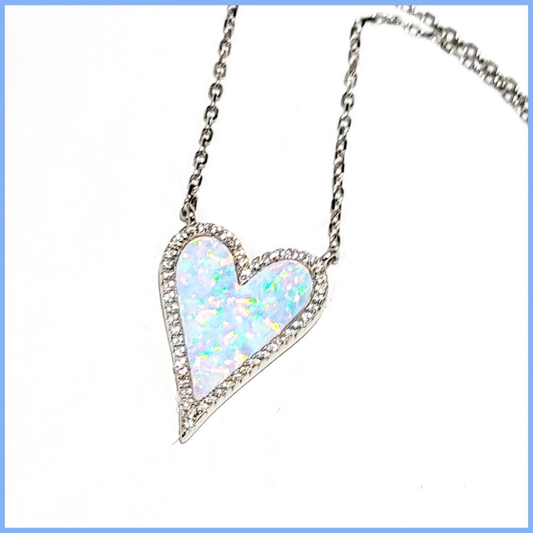 Opal Heart Necklace - Leila Jewels