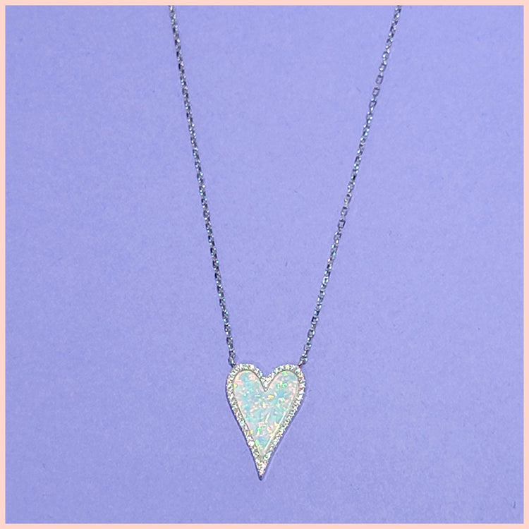 Opal Heart Necklace - Leila Jewels