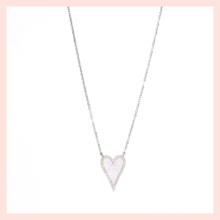 Opal Heart Necklace - Leila Jewels