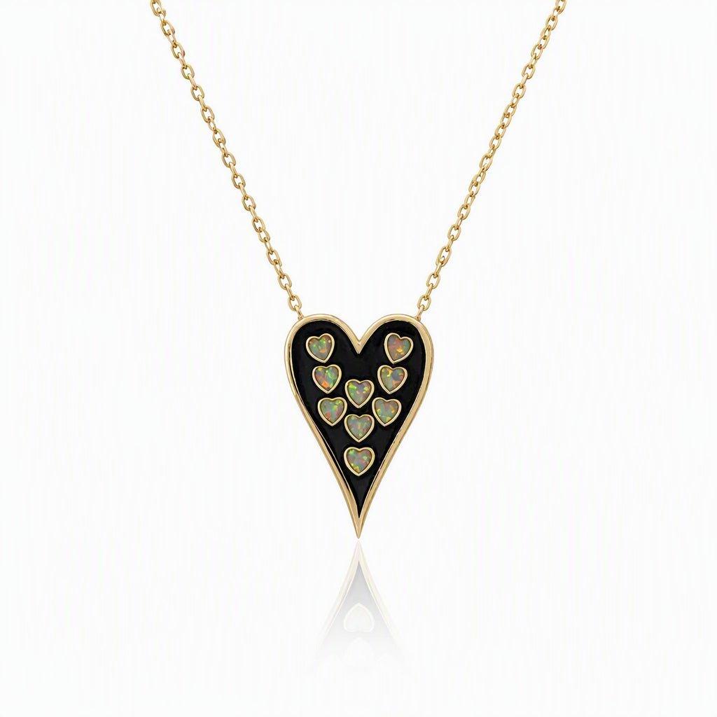 Elongated Opal Heart Necklace - Leila Jewels
