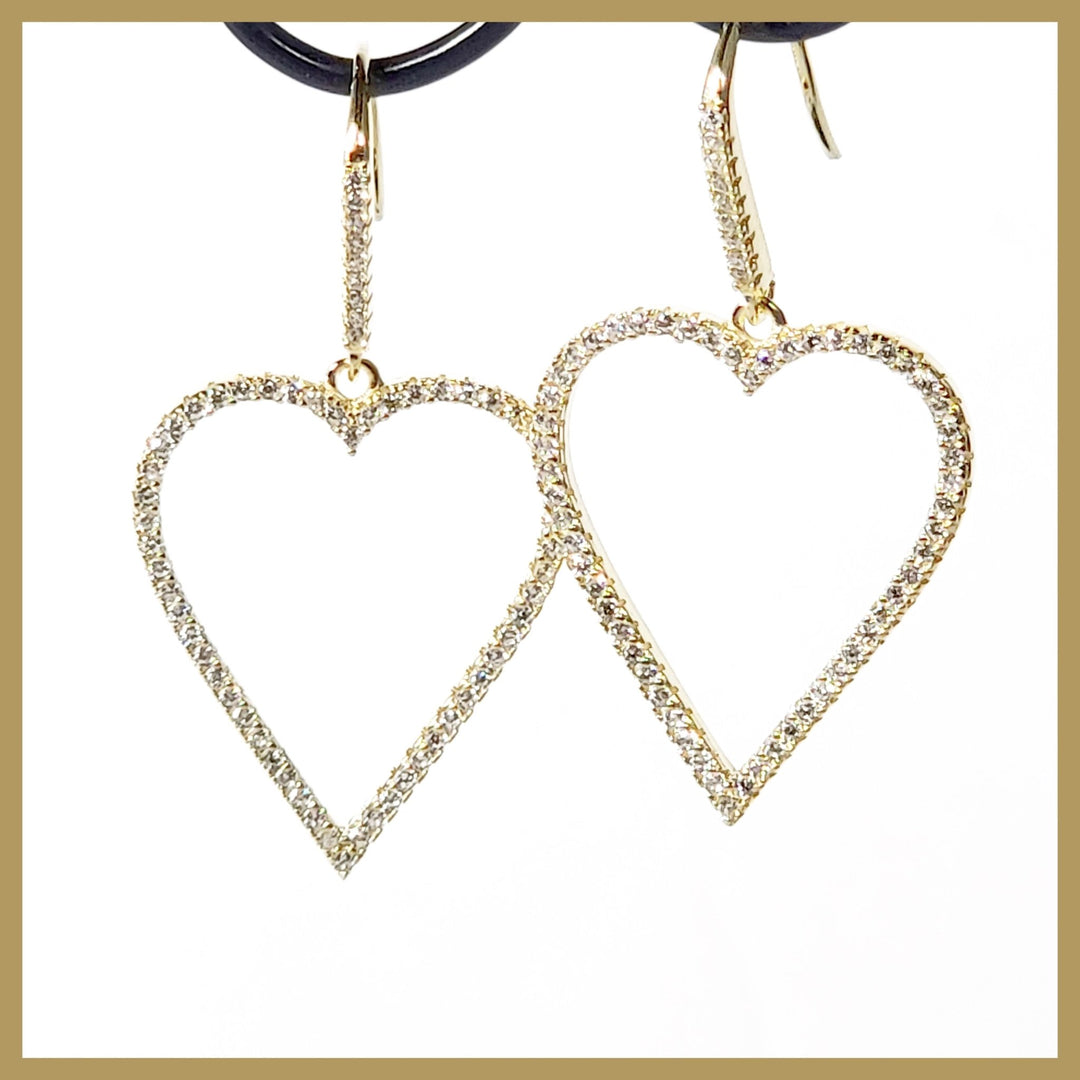 Pavé Sterling Open Heart Earrings - Leila Jewels