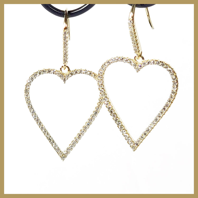 Pavé Sterling Open Heart Earrings - Leila Jewels