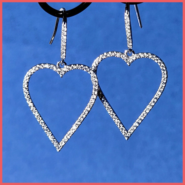 Pavé Sterling Open Heart Earrings - Leila Jewels