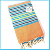 Turkish Towel / Sarong / Beach Towel - Orange Multi Stripe - Leila Jewels