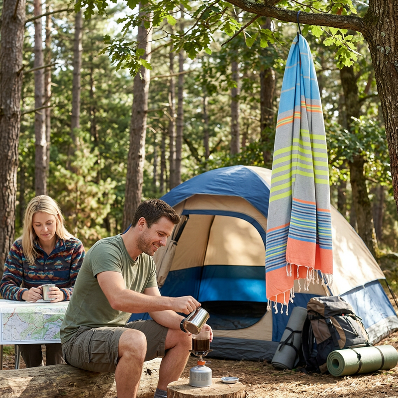 Turkish Towel / Sarong / Beach Towel - Orange Multi Stripe - Leila Jewels