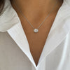East-West Oval Solitaire Necklace - Sterling Silver - Leila Jewels