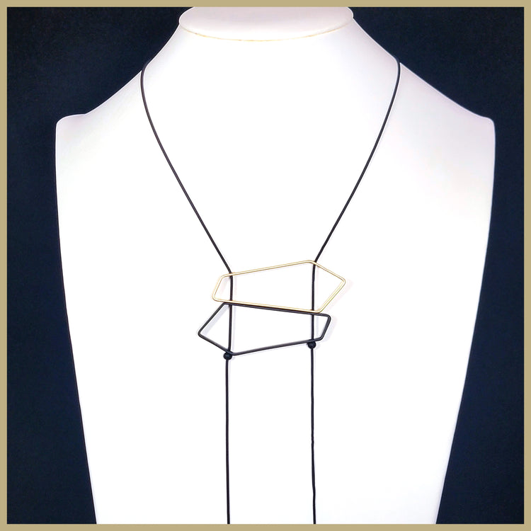 Fret Necklace Gold Black Leila Jewels