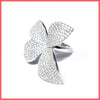 Sterling Pavé Flower Open Ring - Leila Jewels