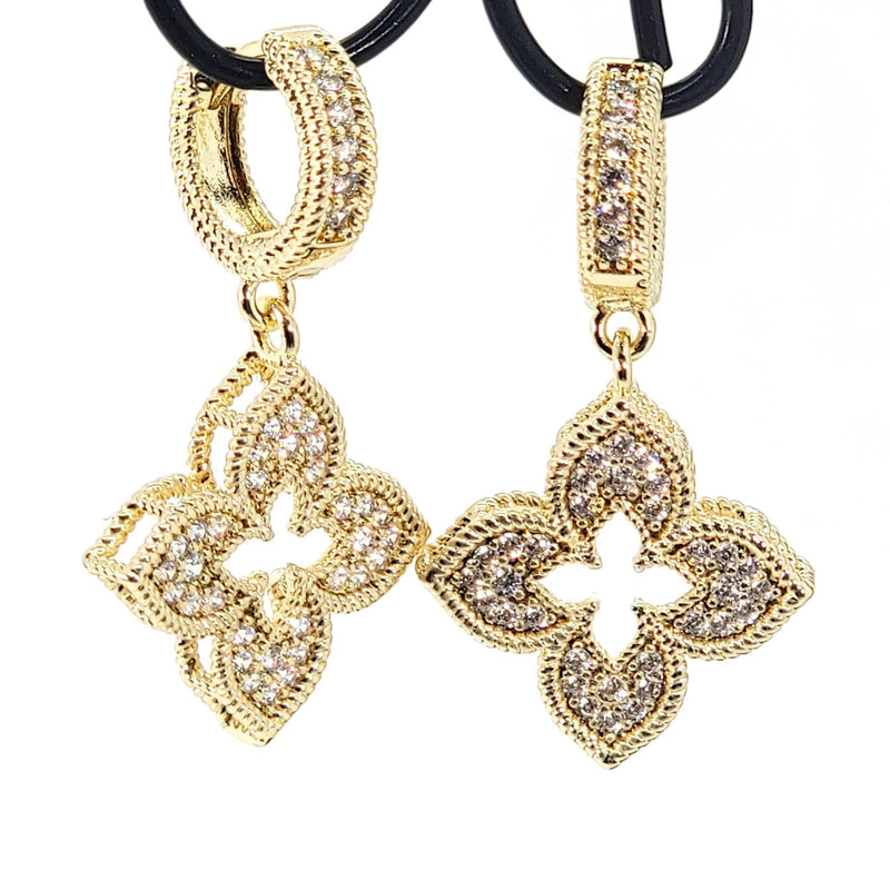 Venetian Flower Drop Earrings - Pavé - Leila Jewels