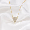 CZ Pavé Elongated Heart Necklace - Gold Vermeil - Leila Jewels