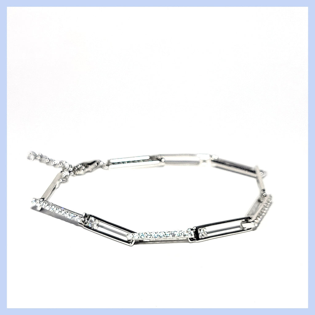 Sterling Pavé Links Bracelet - Leila Jewels