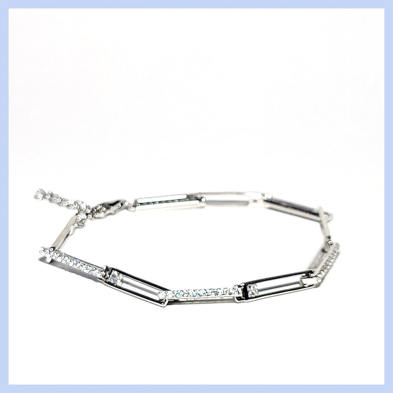 Sterling Pavé Links Bracelet - Leila Jewels