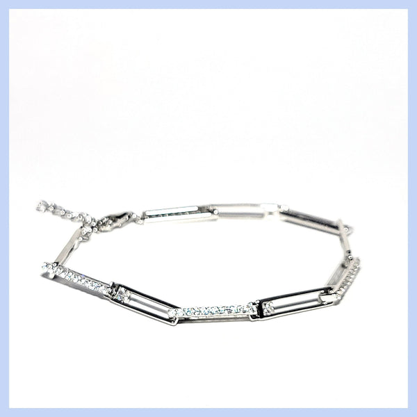 Sterling Pavé Links Bracelet - Leila Jewels