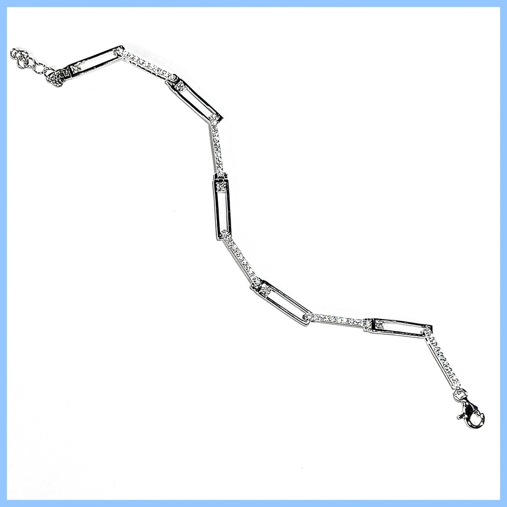 Sterling Pavé Links Bracelet - Leila Jewels