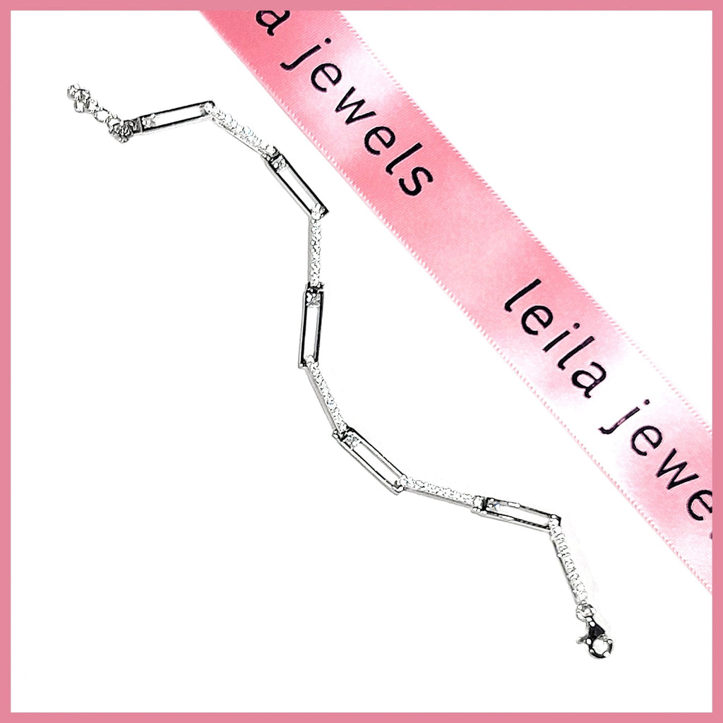 Sterling Pavé Links Bracelet - Leila Jewels