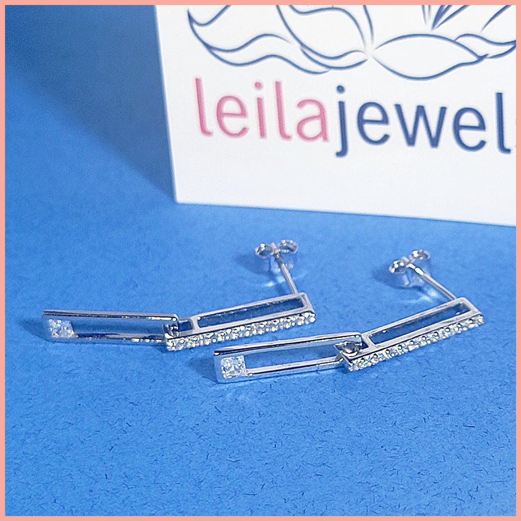 Sterling Pavé Links Earrings - Leila Jewels